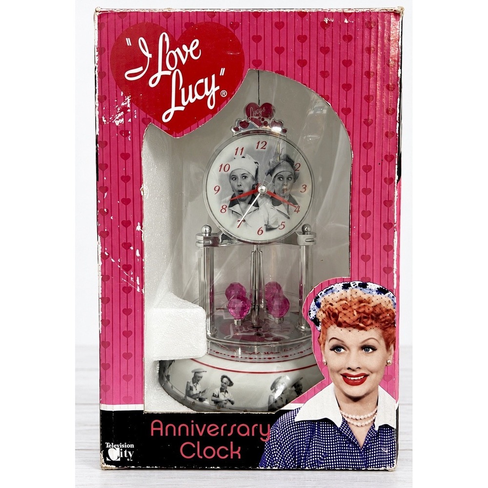 I Love Lucy Chocolate Factory Anniversary Clock 9" Glass Dome Unused in Box